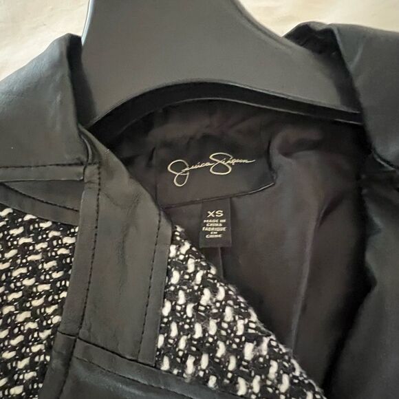 Jessica Simpson Tweed and faux leather coat - Picture 2 of 7